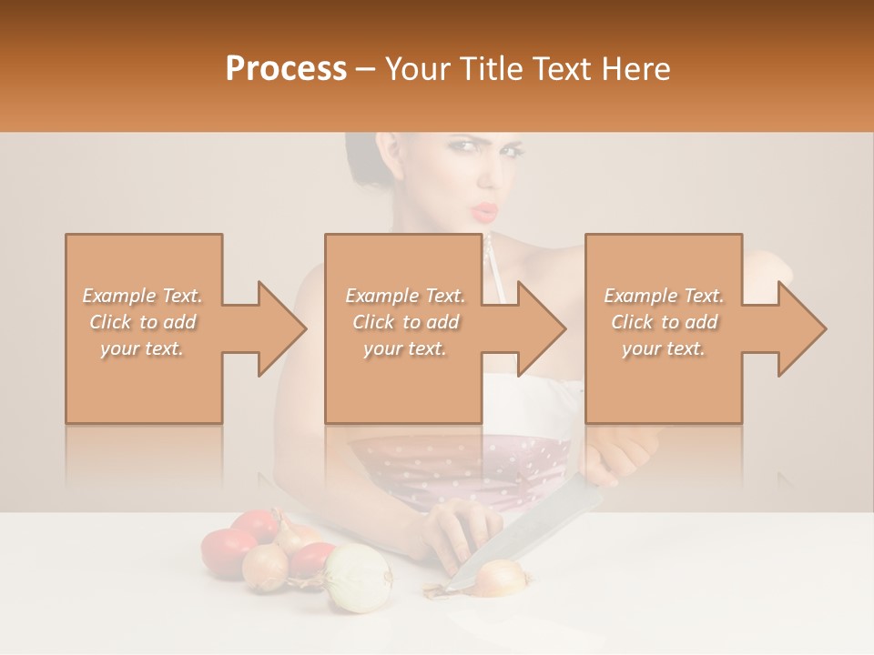 A Woman Cutting Vegetables With A Knife On A Table PowerPoint Template
