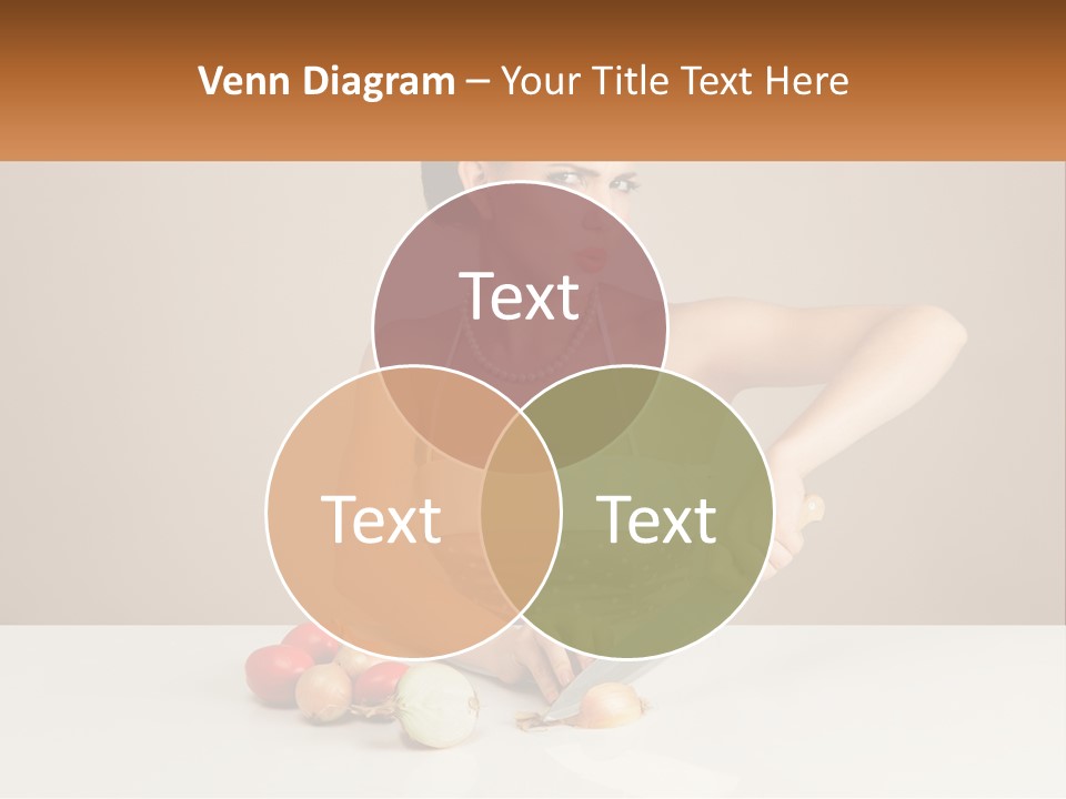 A Woman Cutting Vegetables With A Knife On A Table PowerPoint Template