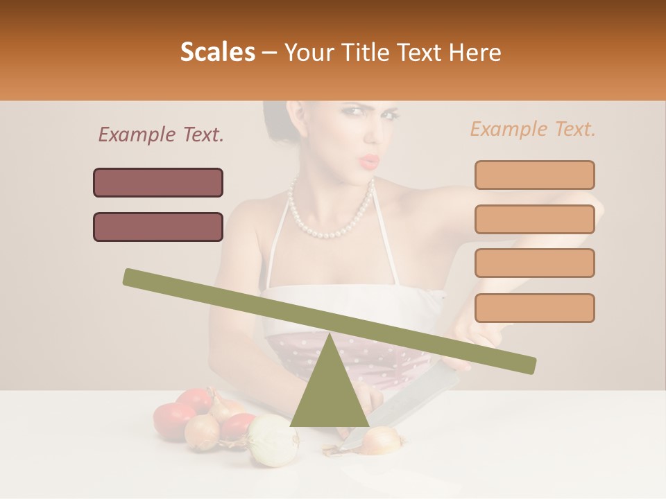 A Woman Cutting Vegetables With A Knife On A Table PowerPoint Template