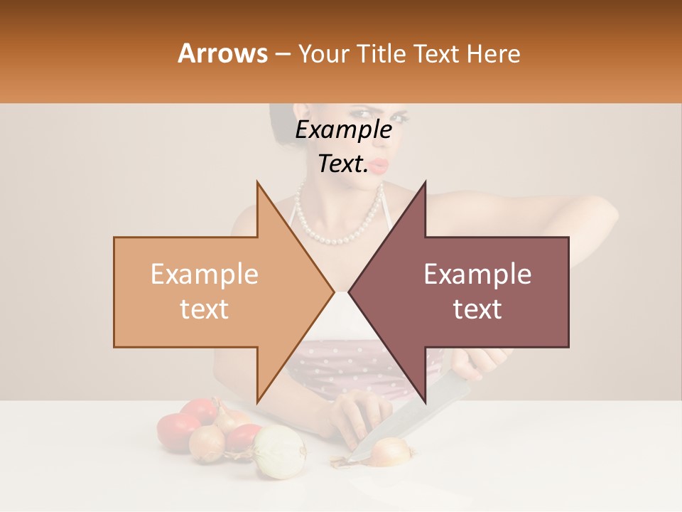 A Woman Cutting Vegetables With A Knife On A Table PowerPoint Template