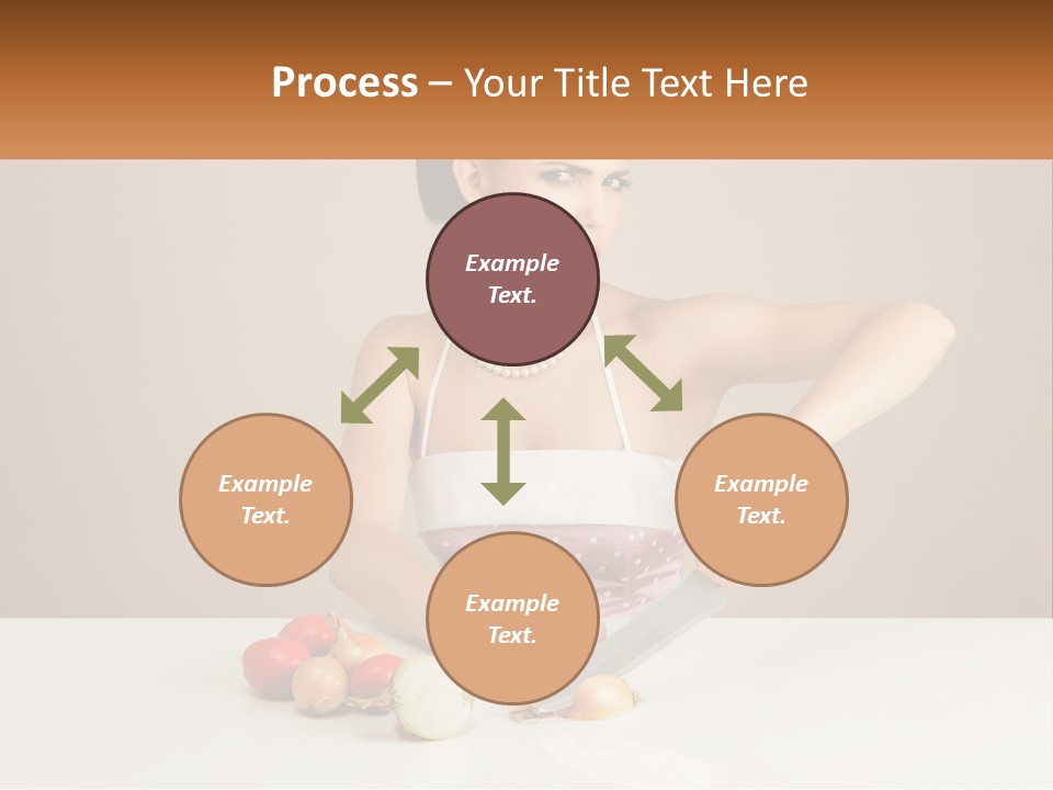 A Woman Cutting Vegetables With A Knife On A Table PowerPoint Template