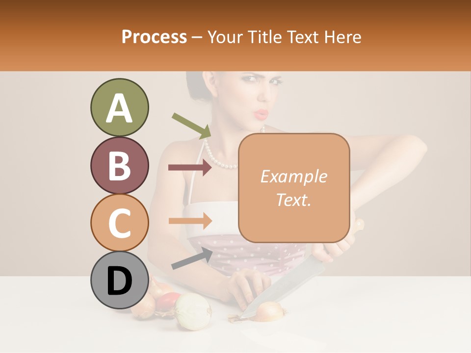A Woman Cutting Vegetables With A Knife On A Table PowerPoint Template