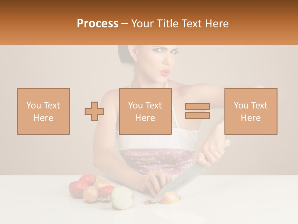A Woman Cutting Vegetables With A Knife On A Table PowerPoint Template