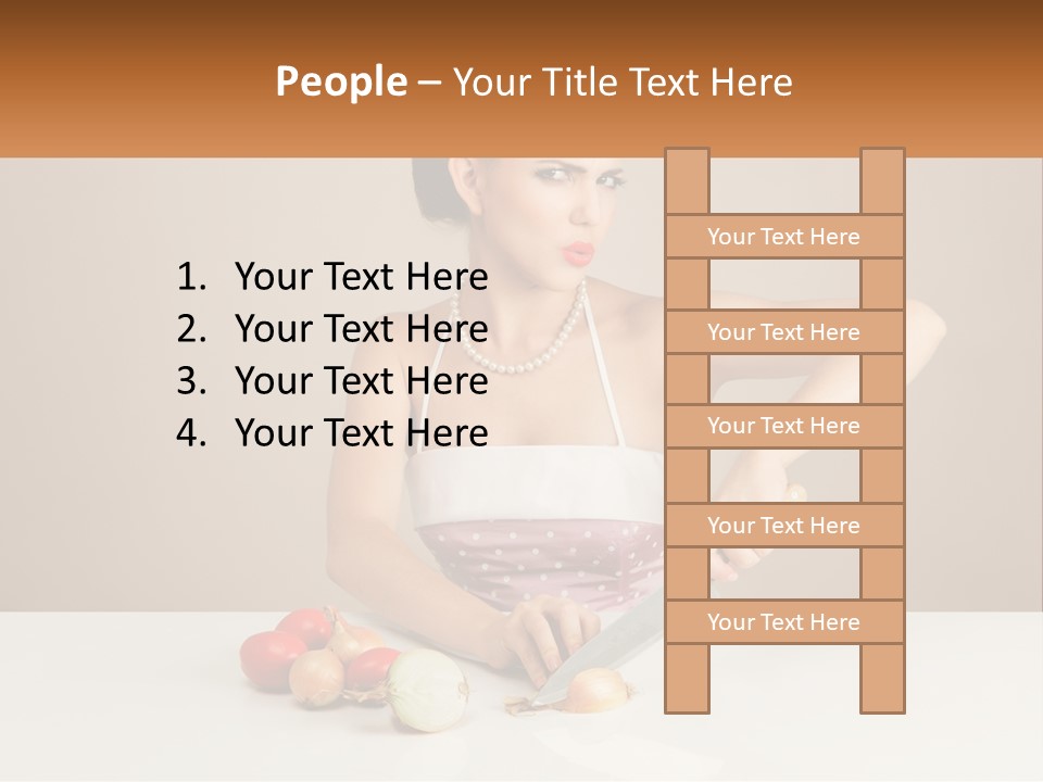 A Woman Cutting Vegetables With A Knife On A Table PowerPoint Template