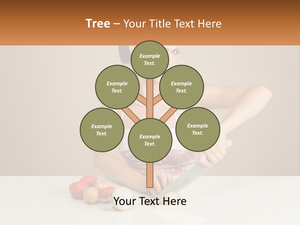A Woman Cutting Vegetables With A Knife On A Table PowerPoint Template