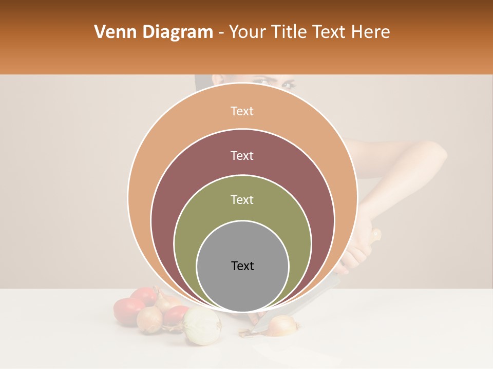 A Woman Cutting Vegetables With A Knife On A Table PowerPoint Template
