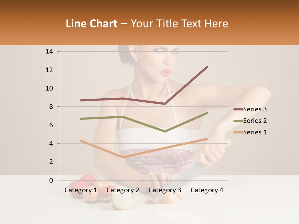 A Woman Cutting Vegetables With A Knife On A Table PowerPoint Template