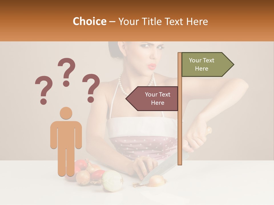 A Woman Cutting Vegetables With A Knife On A Table PowerPoint Template