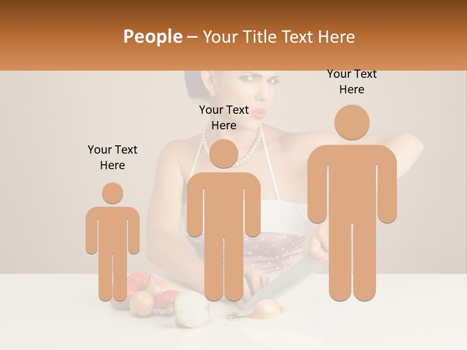 A Woman Cutting Vegetables With A Knife On A Table PowerPoint Template