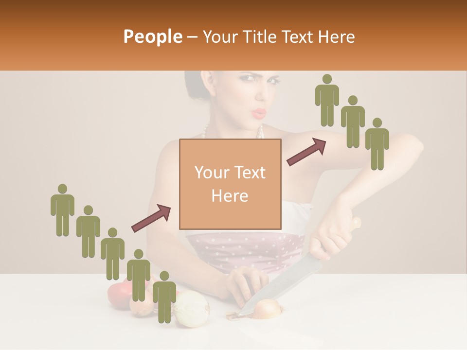 A Woman Cutting Vegetables With A Knife On A Table PowerPoint Template