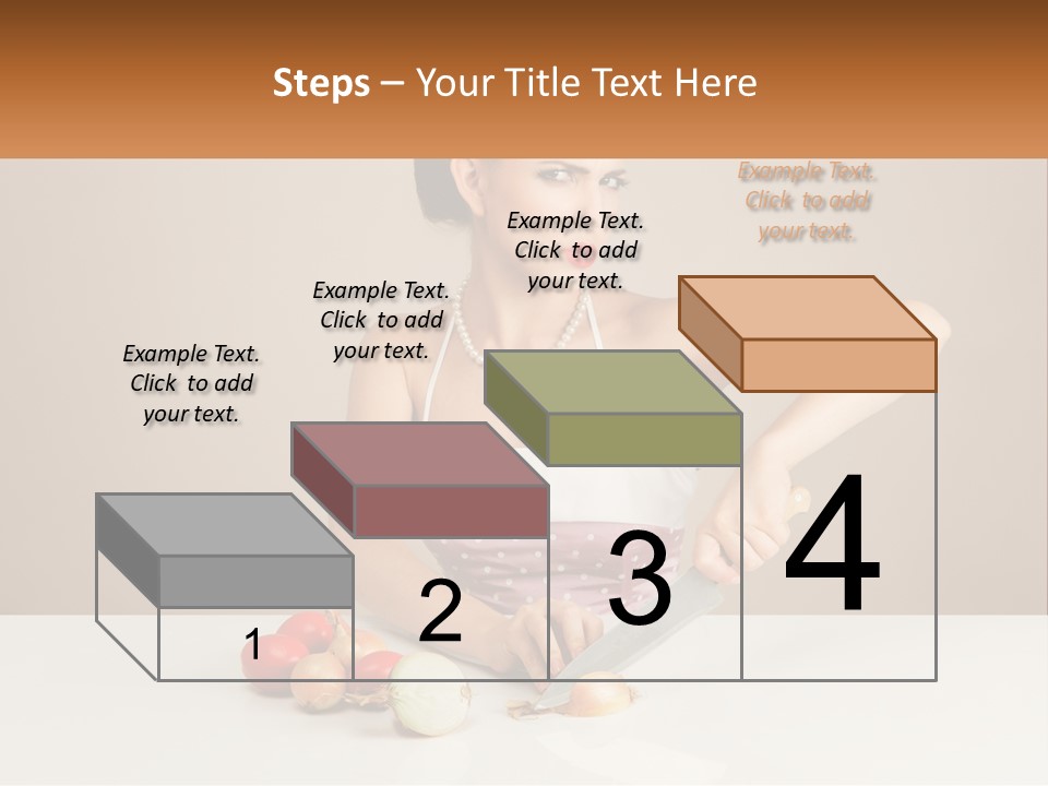 A Woman Cutting Vegetables With A Knife On A Table PowerPoint Template