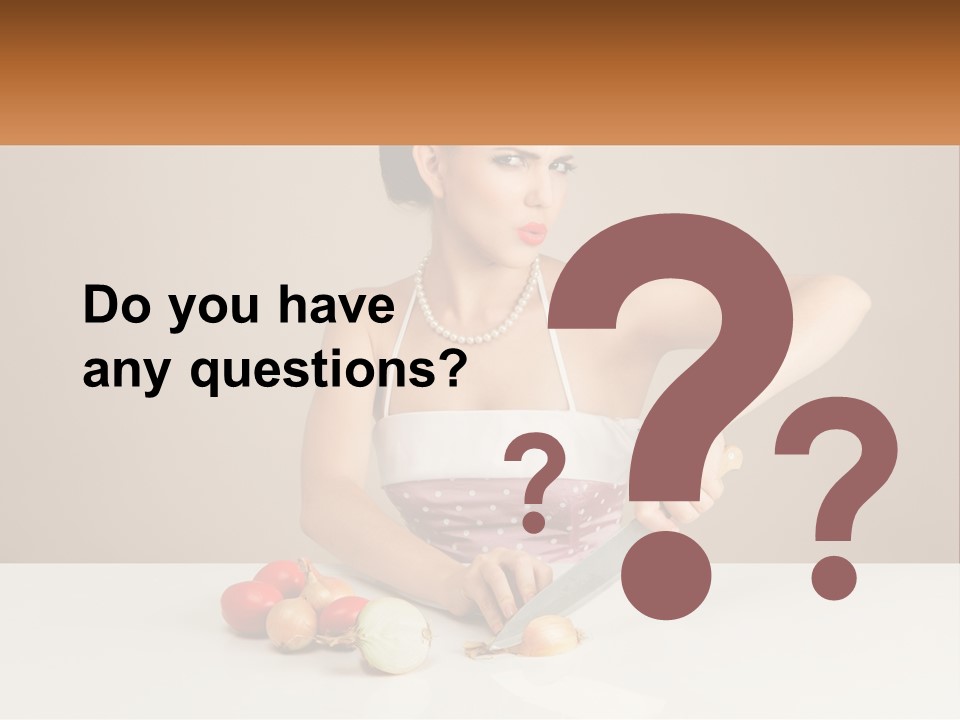 A Woman Cutting Vegetables With A Knife On A Table PowerPoint Template