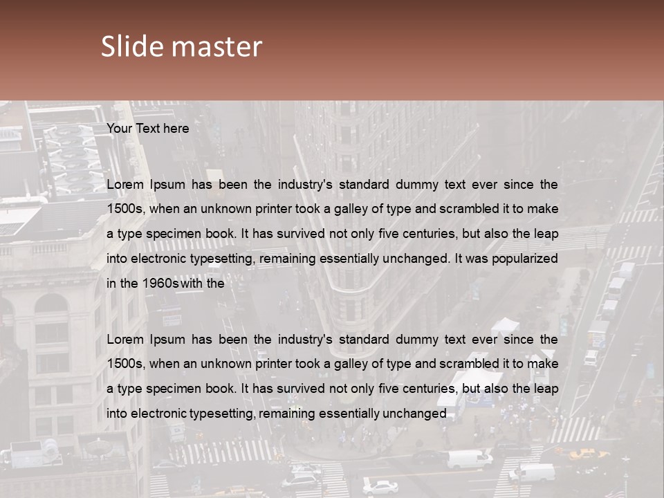 An Aerial View Of A City Street With Buildings PowerPoint Template