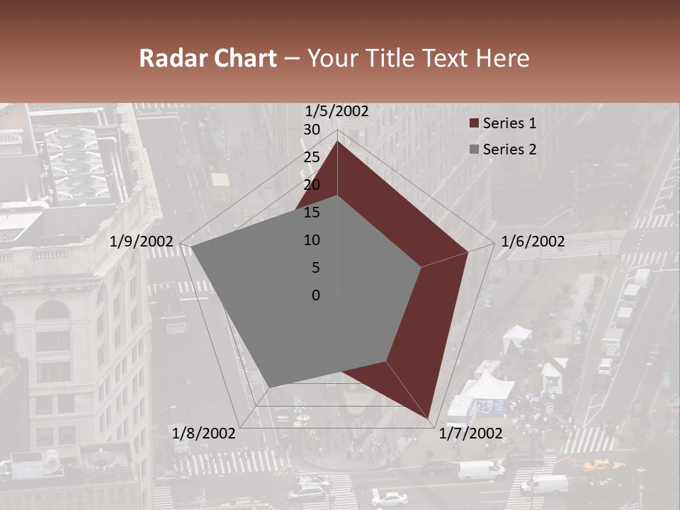 An Aerial View Of A City Street With Buildings PowerPoint Template