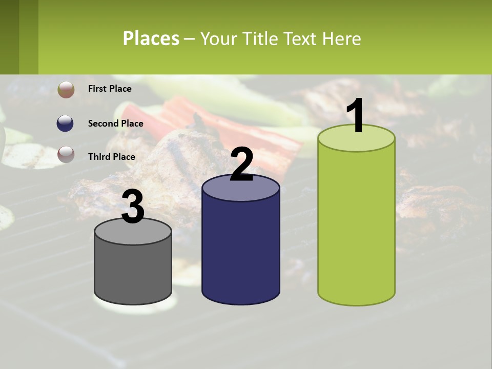A Grill With Meat And Vegetables On It PowerPoint Template