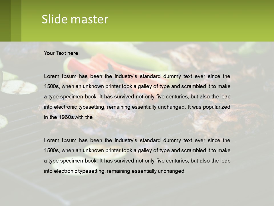 A Grill With Meat And Vegetables On It PowerPoint Template