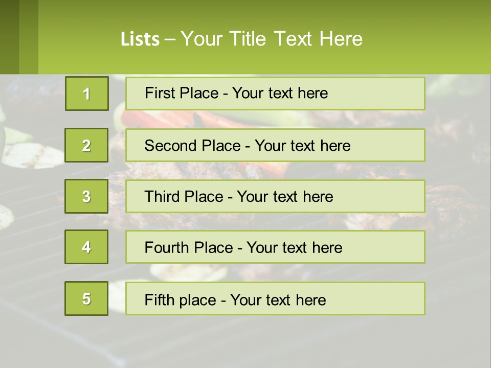 A Grill With Meat And Vegetables On It PowerPoint Template
