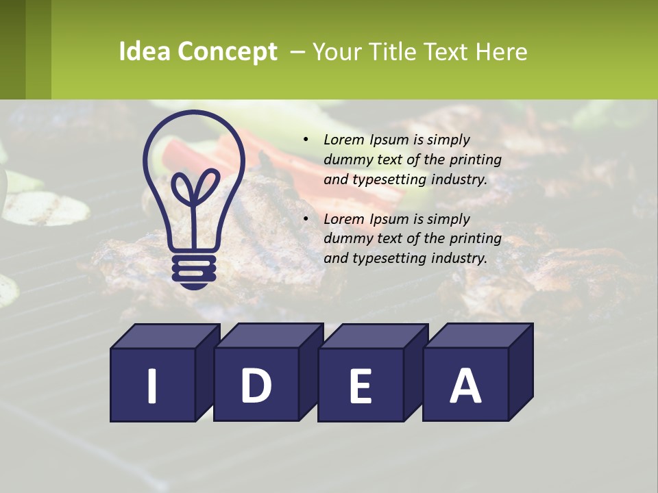 A Grill With Meat And Vegetables On It PowerPoint Template