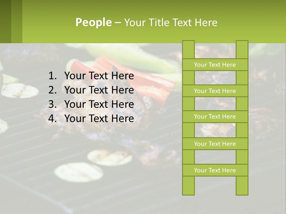 A Grill With Meat And Vegetables On It PowerPoint Template