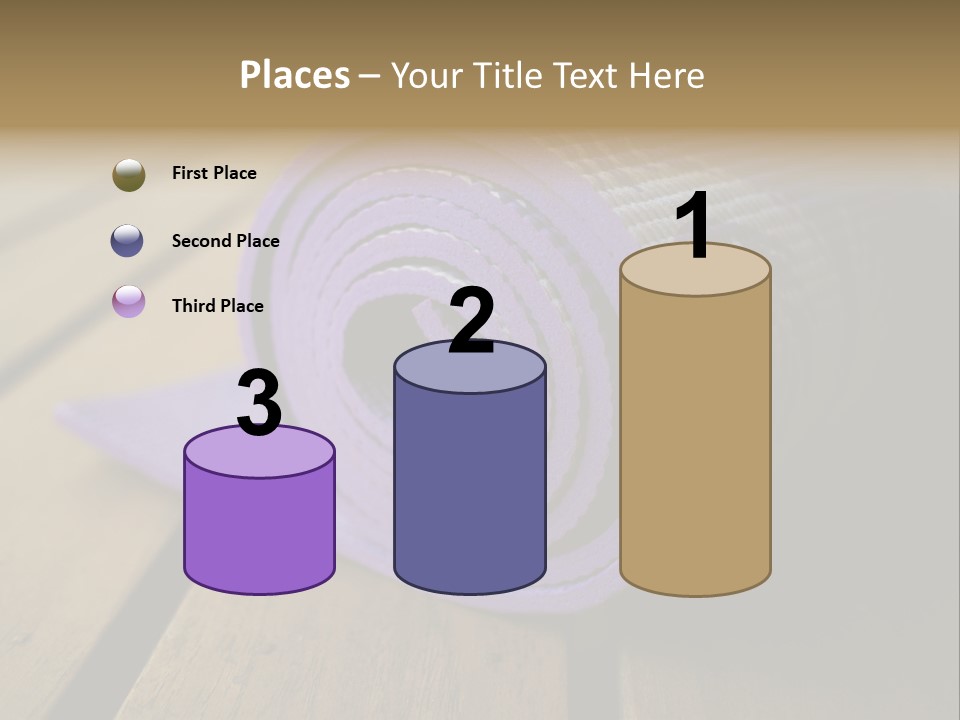 A Purple Yoga Mat On A Wooden Table PowerPoint Template