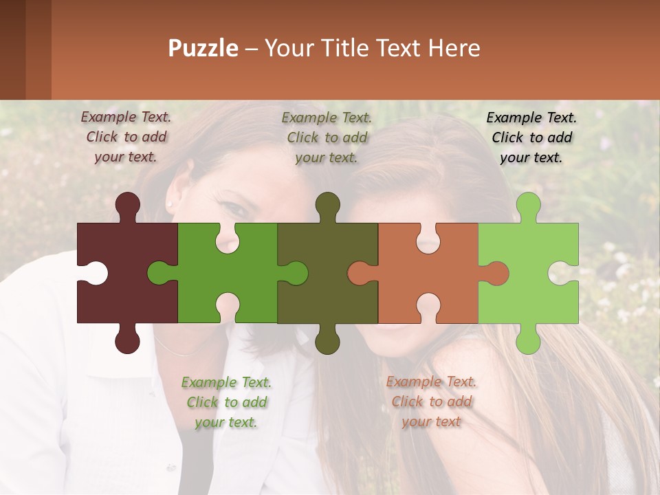 A Couple Of Women Sitting Next To Each Other PowerPoint Template