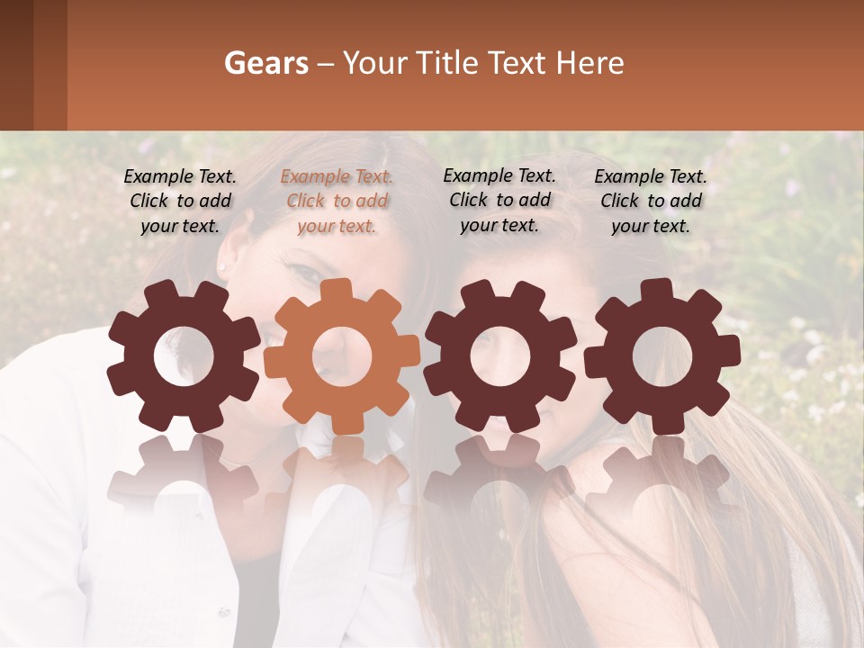 A Couple Of Women Sitting Next To Each Other PowerPoint Template