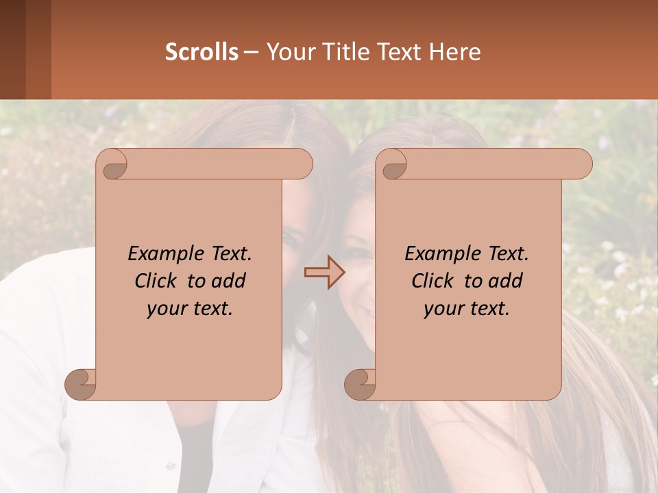A Couple Of Women Sitting Next To Each Other PowerPoint Template