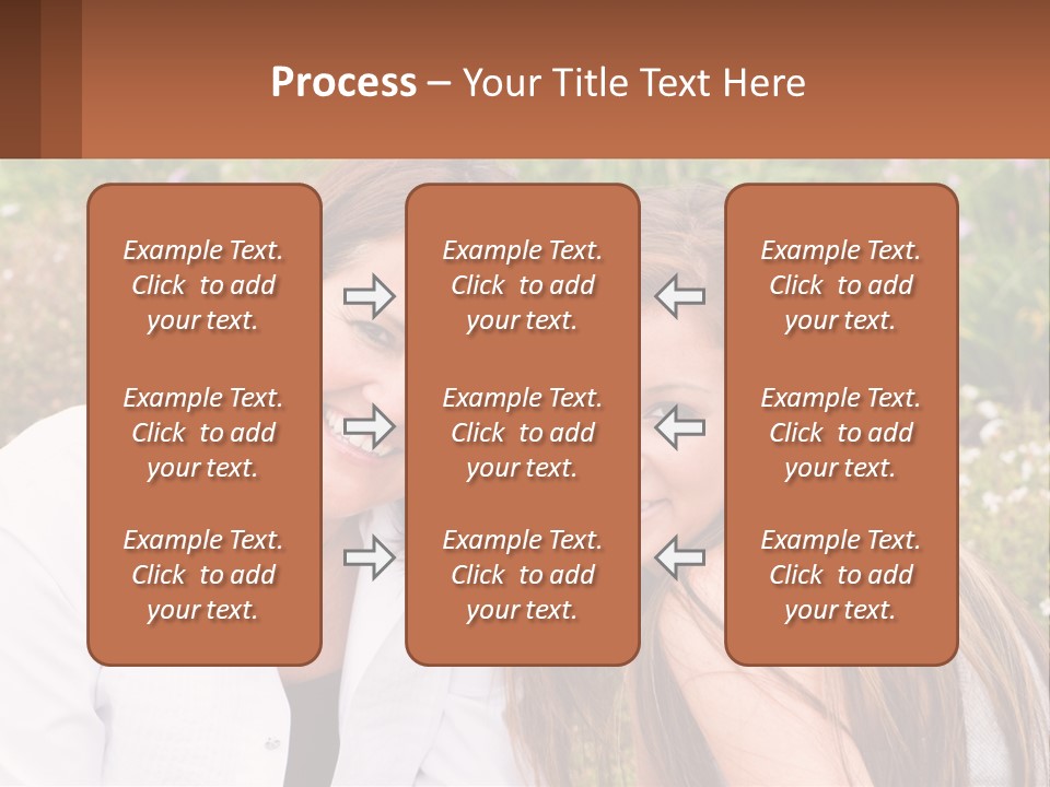 A Couple Of Women Sitting Next To Each Other PowerPoint Template