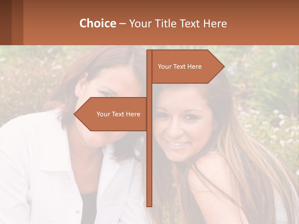A Couple Of Women Sitting Next To Each Other PowerPoint Template
