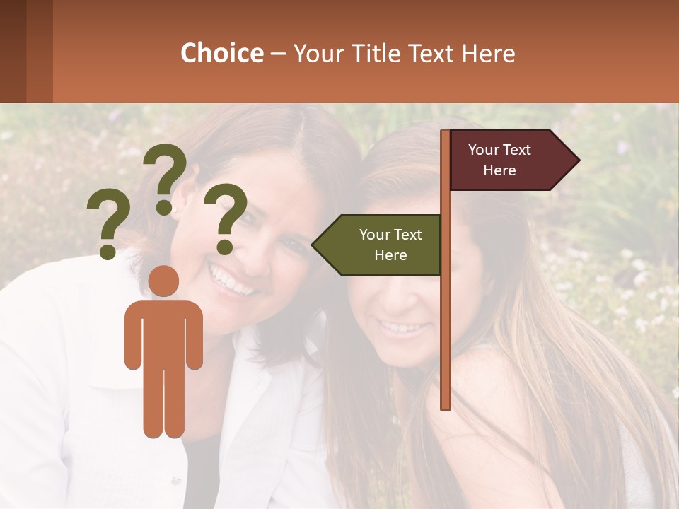 A Couple Of Women Sitting Next To Each Other PowerPoint Template