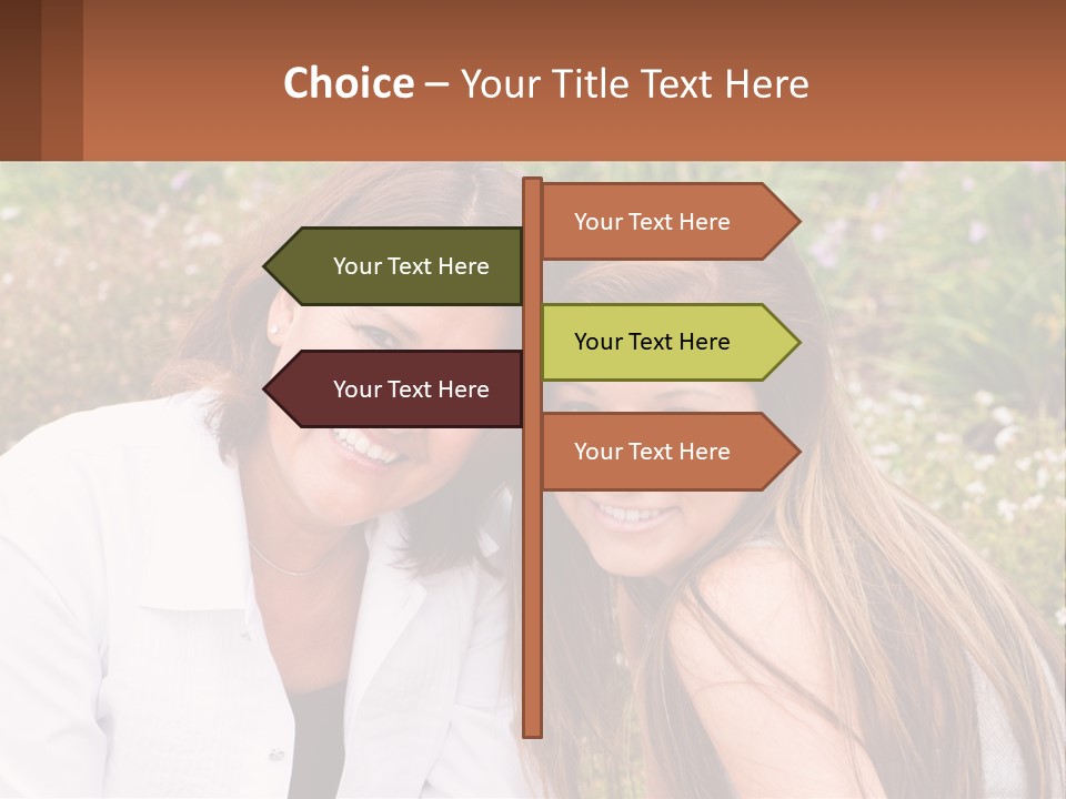 A Couple Of Women Sitting Next To Each Other PowerPoint Template