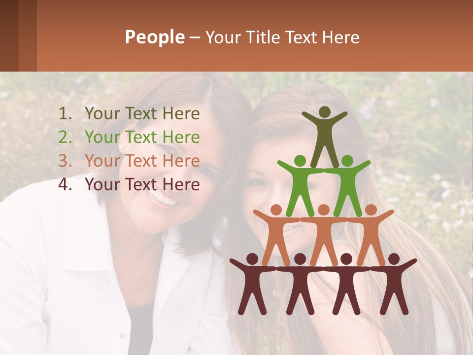 A Couple Of Women Sitting Next To Each Other PowerPoint Template