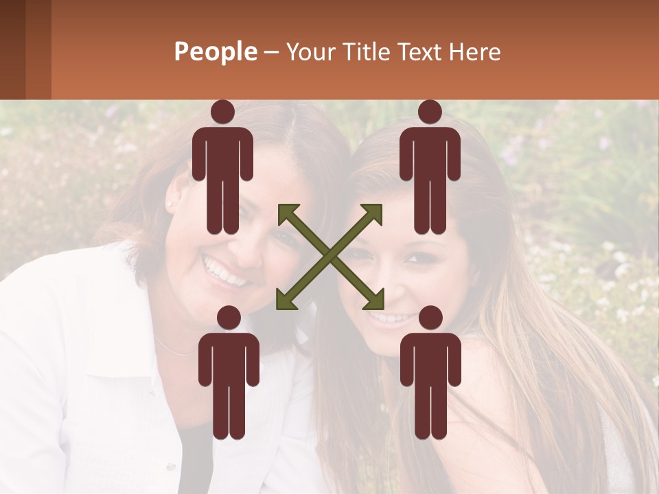 A Couple Of Women Sitting Next To Each Other PowerPoint Template