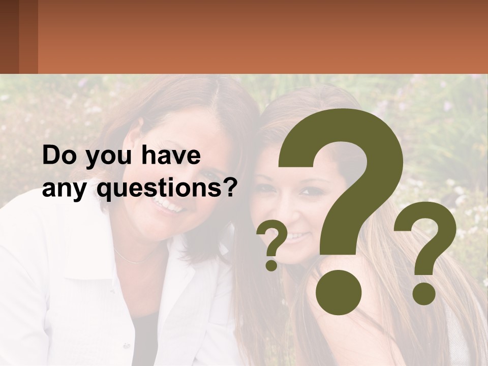 A Couple Of Women Sitting Next To Each Other PowerPoint Template