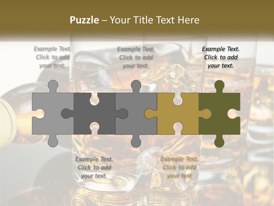 Three Glasses Of Whiskey With Ice Cubes On A Reflective Surface PowerPoint Template