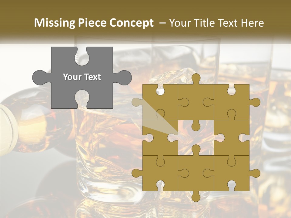 Three Glasses Of Whiskey With Ice Cubes On A Reflective Surface PowerPoint Template