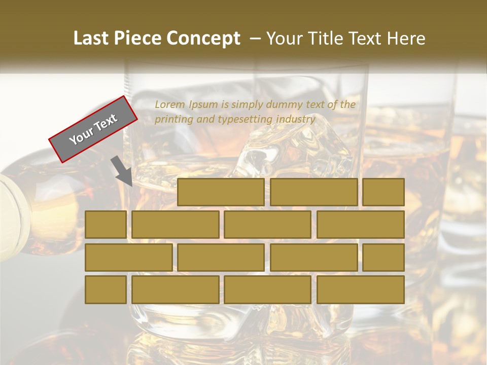 Three Glasses Of Whiskey With Ice Cubes On A Reflective Surface PowerPoint Template