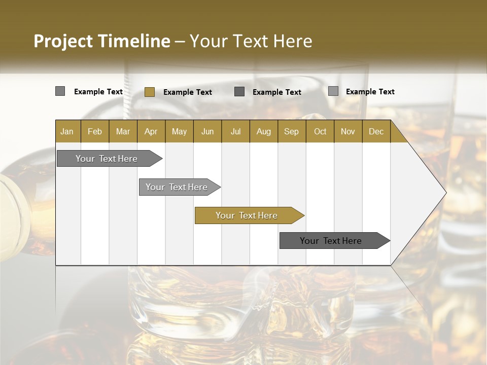 Three Glasses Of Whiskey With Ice Cubes On A Reflective Surface PowerPoint Template
