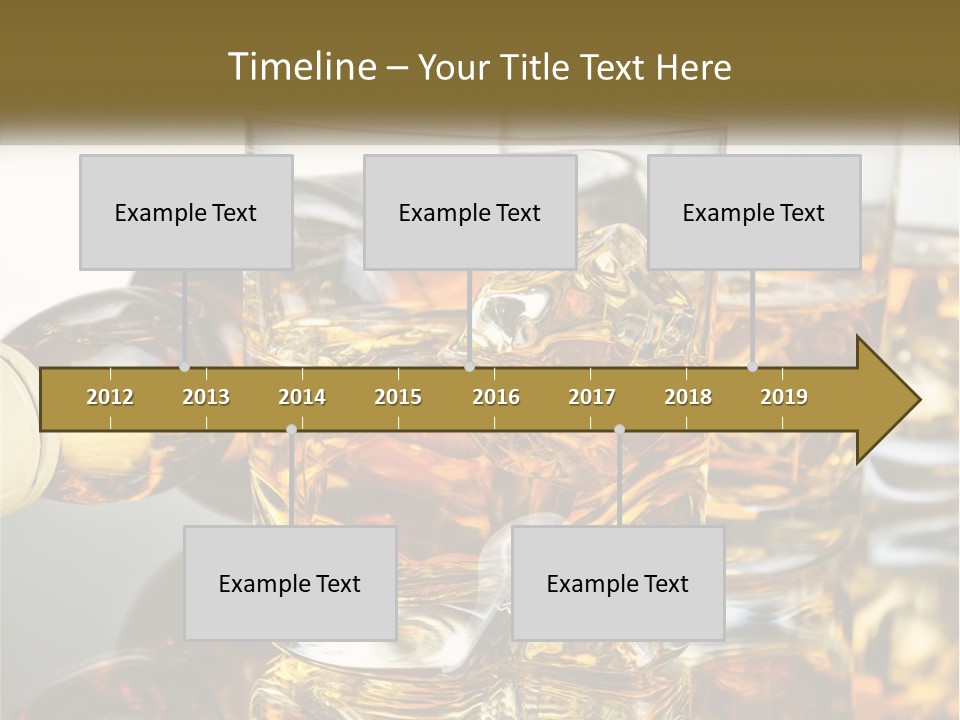Three Glasses Of Whiskey With Ice Cubes On A Reflective Surface PowerPoint Template