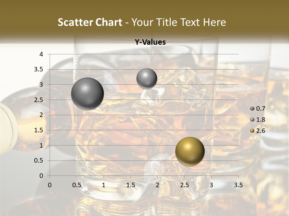 Three Glasses Of Whiskey With Ice Cubes On A Reflective Surface PowerPoint Template