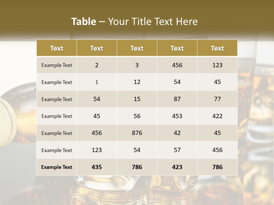 Three Glasses Of Whiskey With Ice Cubes On A Reflective Surface PowerPoint Template