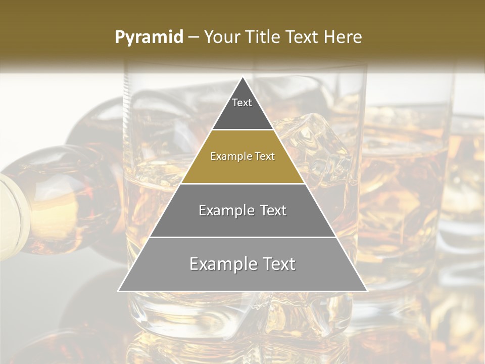 Three Glasses Of Whiskey With Ice Cubes On A Reflective Surface PowerPoint Template