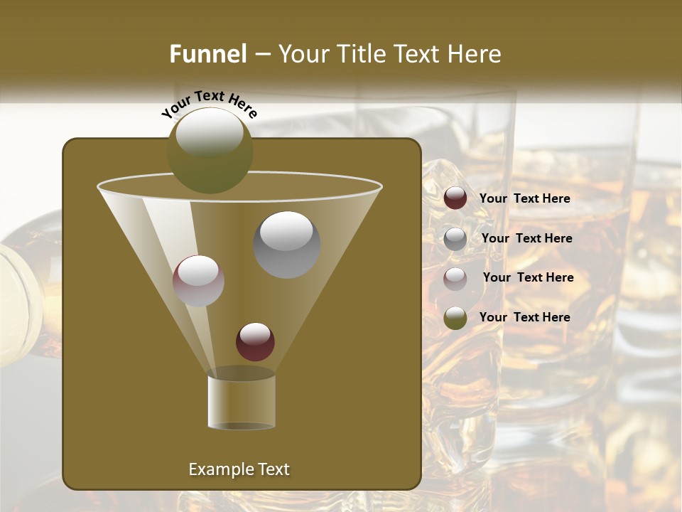 Three Glasses Of Whiskey With Ice Cubes On A Reflective Surface PowerPoint Template