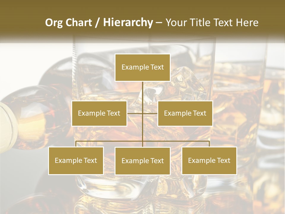 Three Glasses Of Whiskey With Ice Cubes On A Reflective Surface PowerPoint Template
