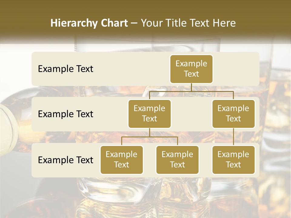 Three Glasses Of Whiskey With Ice Cubes On A Reflective Surface PowerPoint Template