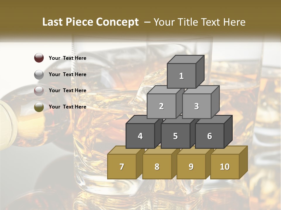 Three Glasses Of Whiskey With Ice Cubes On A Reflective Surface PowerPoint Template
