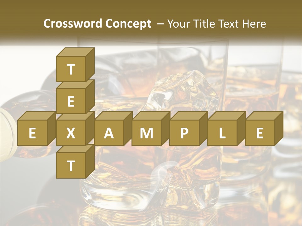 Three Glasses Of Whiskey With Ice Cubes On A Reflective Surface PowerPoint Template