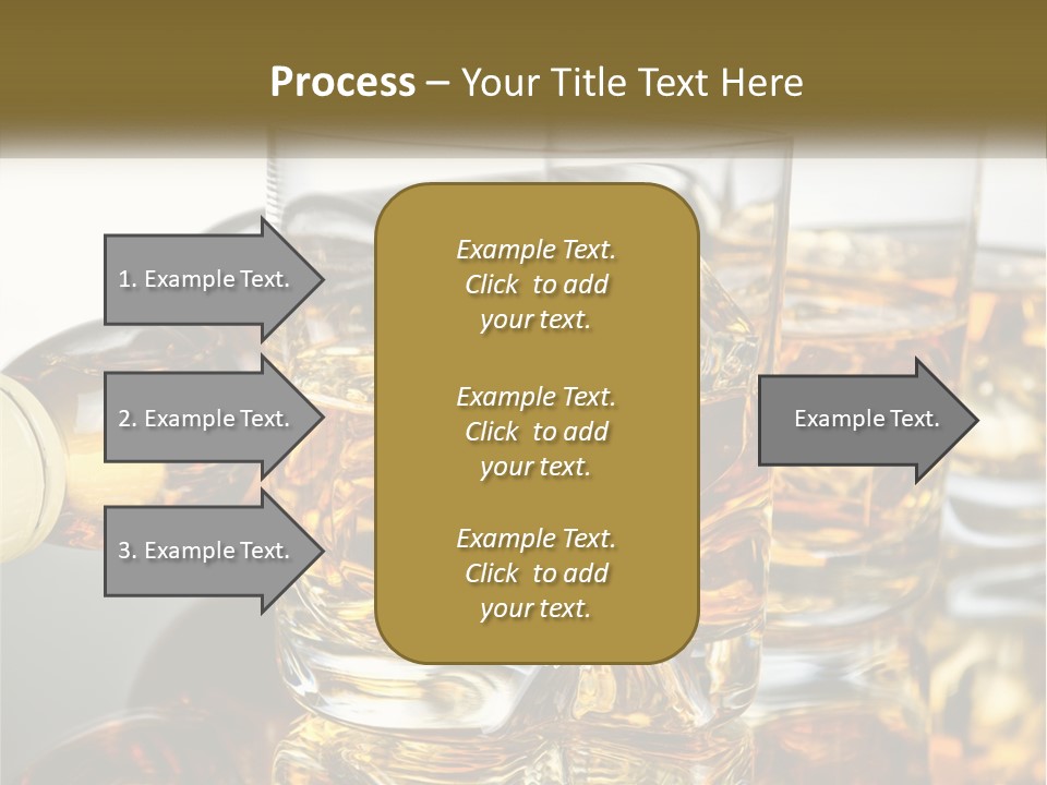 Three Glasses Of Whiskey With Ice Cubes On A Reflective Surface PowerPoint Template