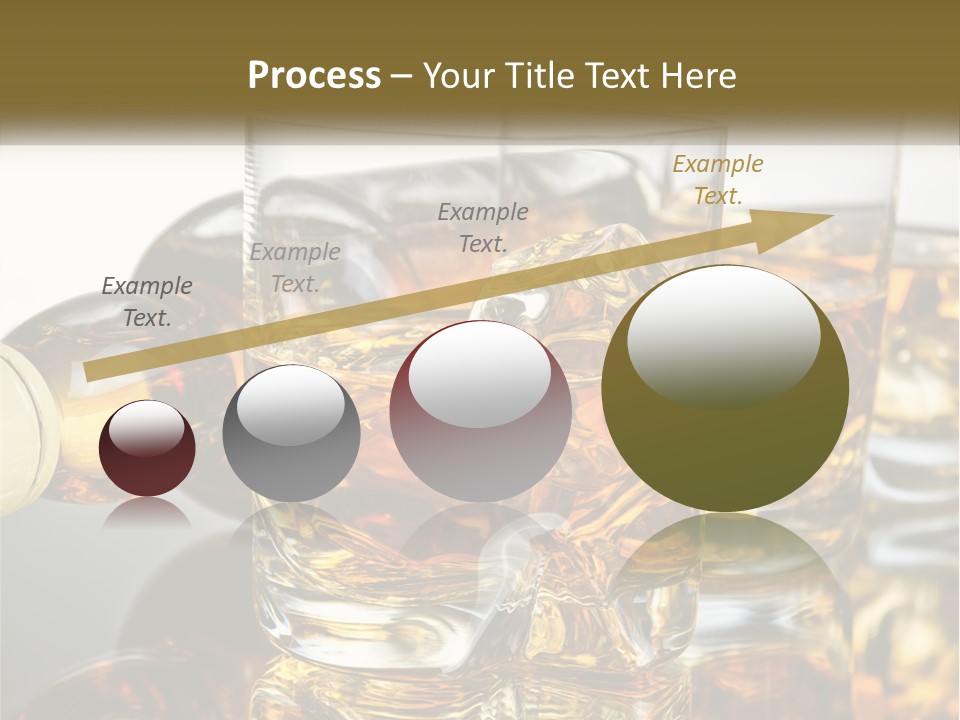 Three Glasses Of Whiskey With Ice Cubes On A Reflective Surface PowerPoint Template