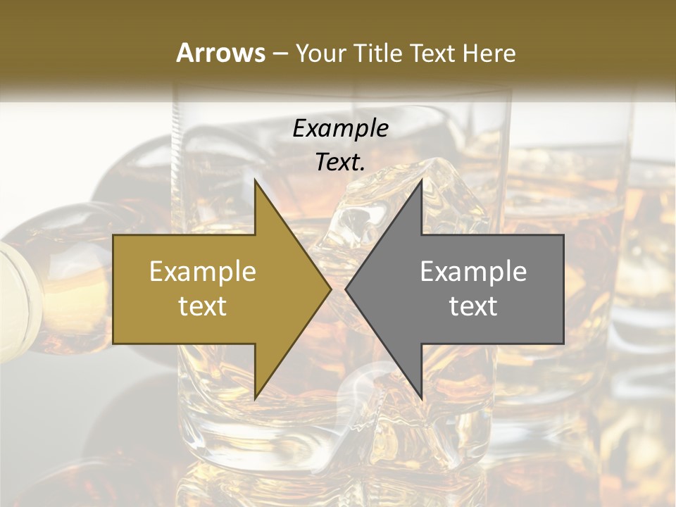Three Glasses Of Whiskey With Ice Cubes On A Reflective Surface PowerPoint Template